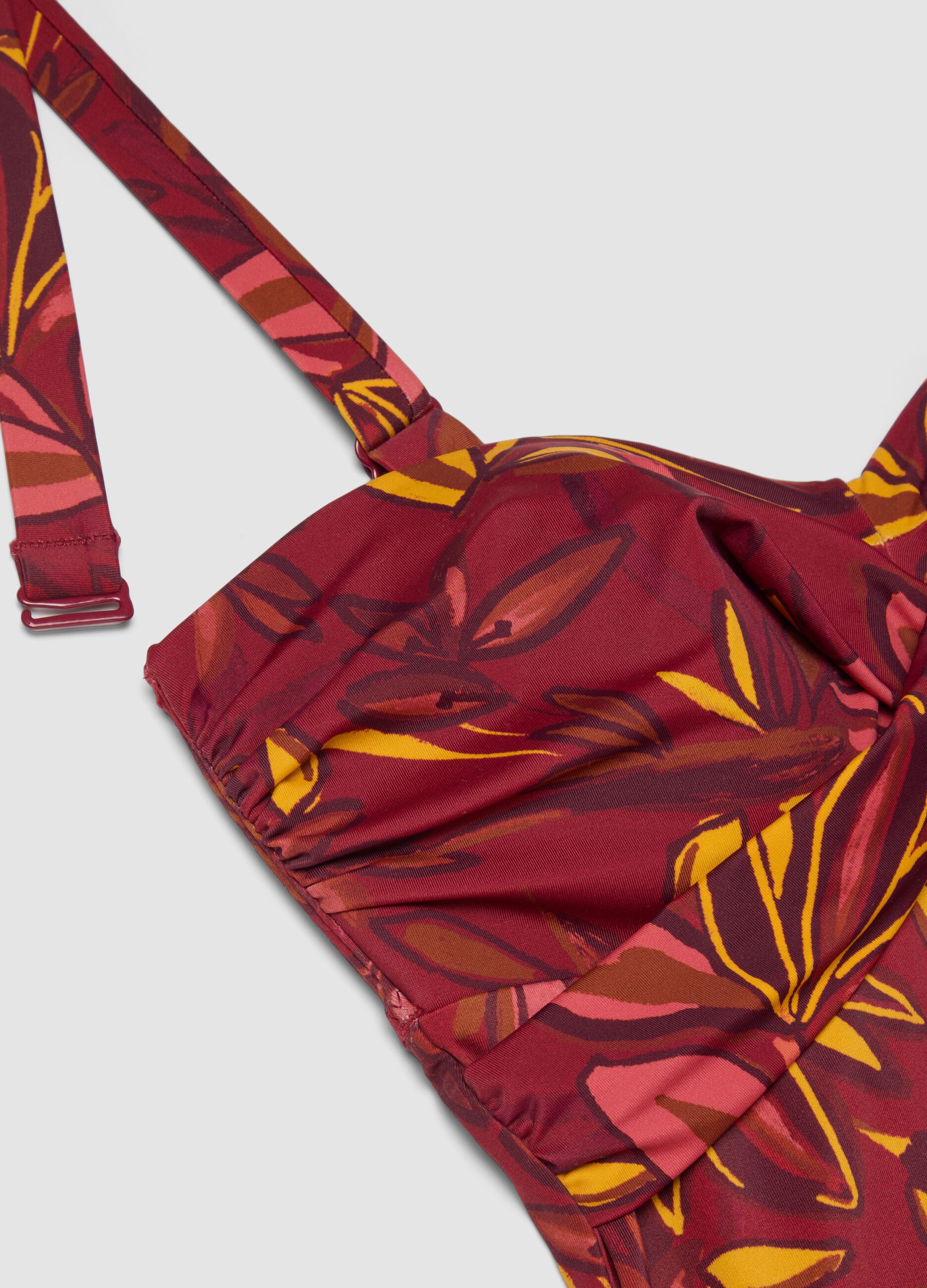 Multicoloured stretch floral-print swimsuit