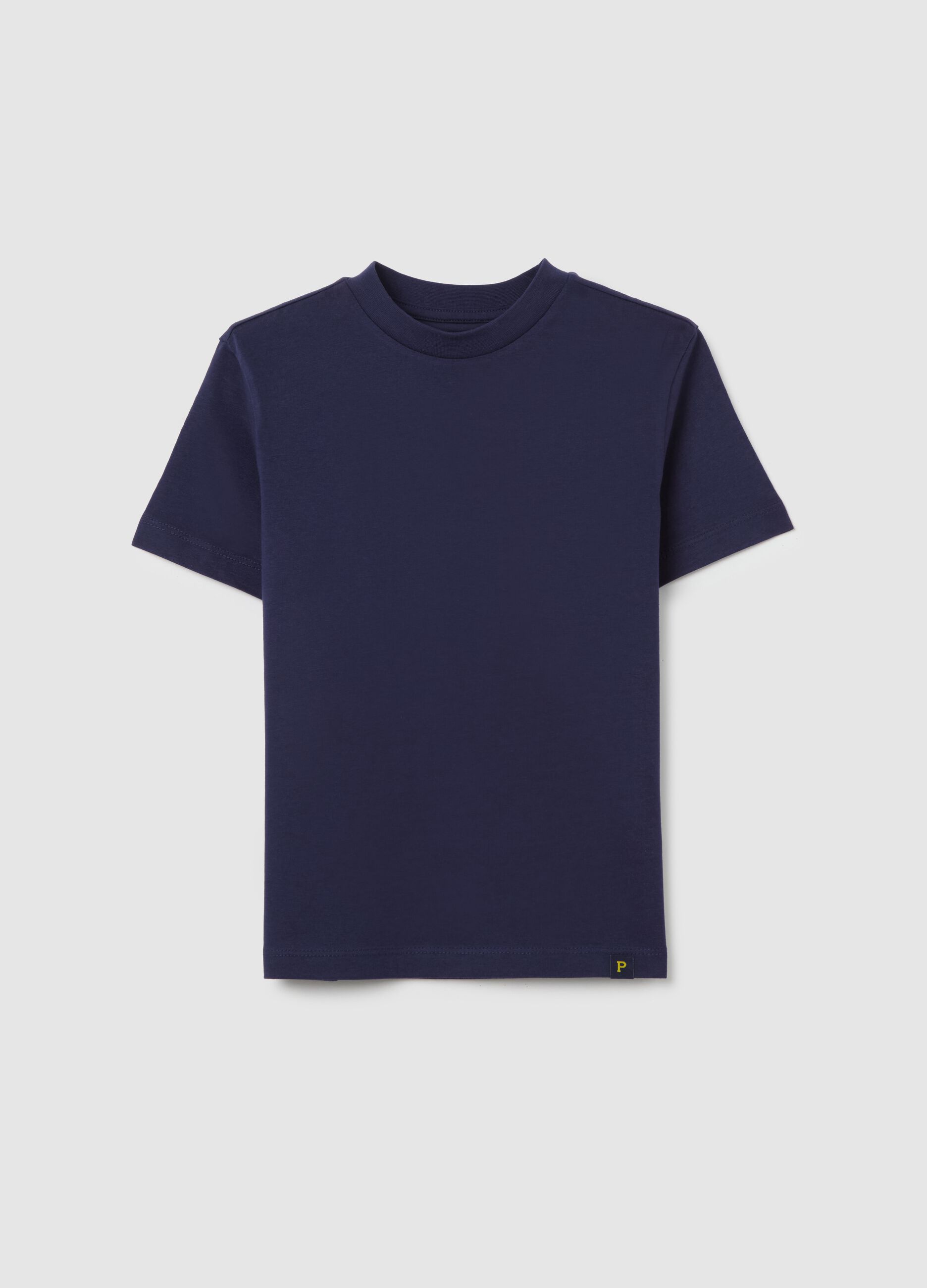 T-shirt blu in cotone con scollo rotondo
