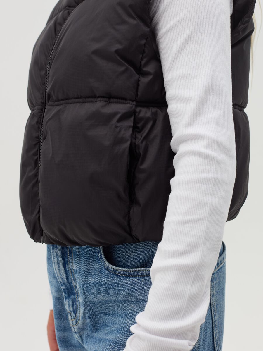 Full-zip quilted crop gilet_1
