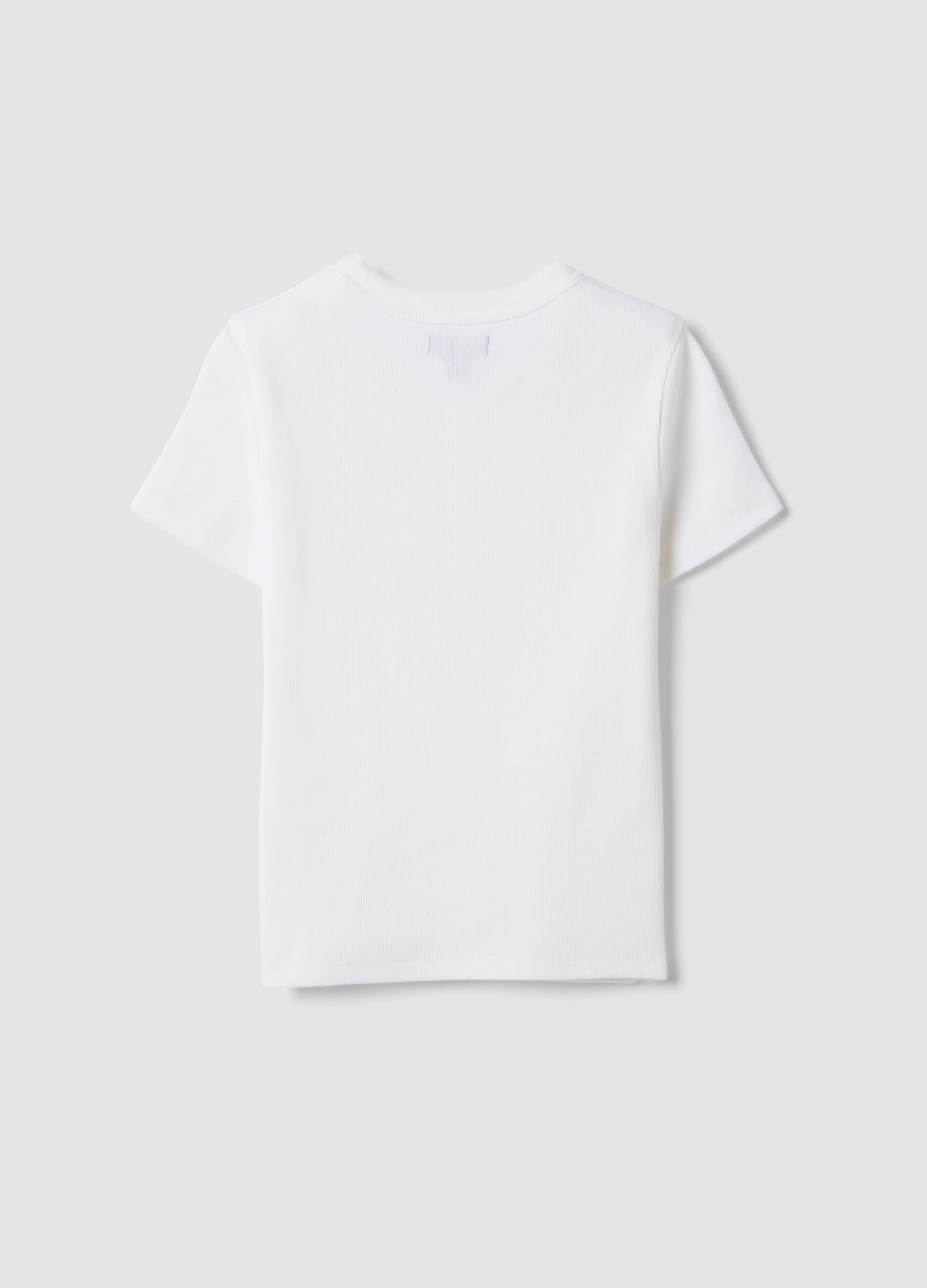 White fitted stretch cotton t-shirt for girls