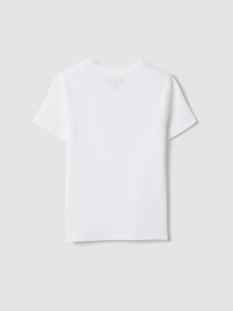 T-shirt fitted in cotone elasticizzato bianca per ragazza_4