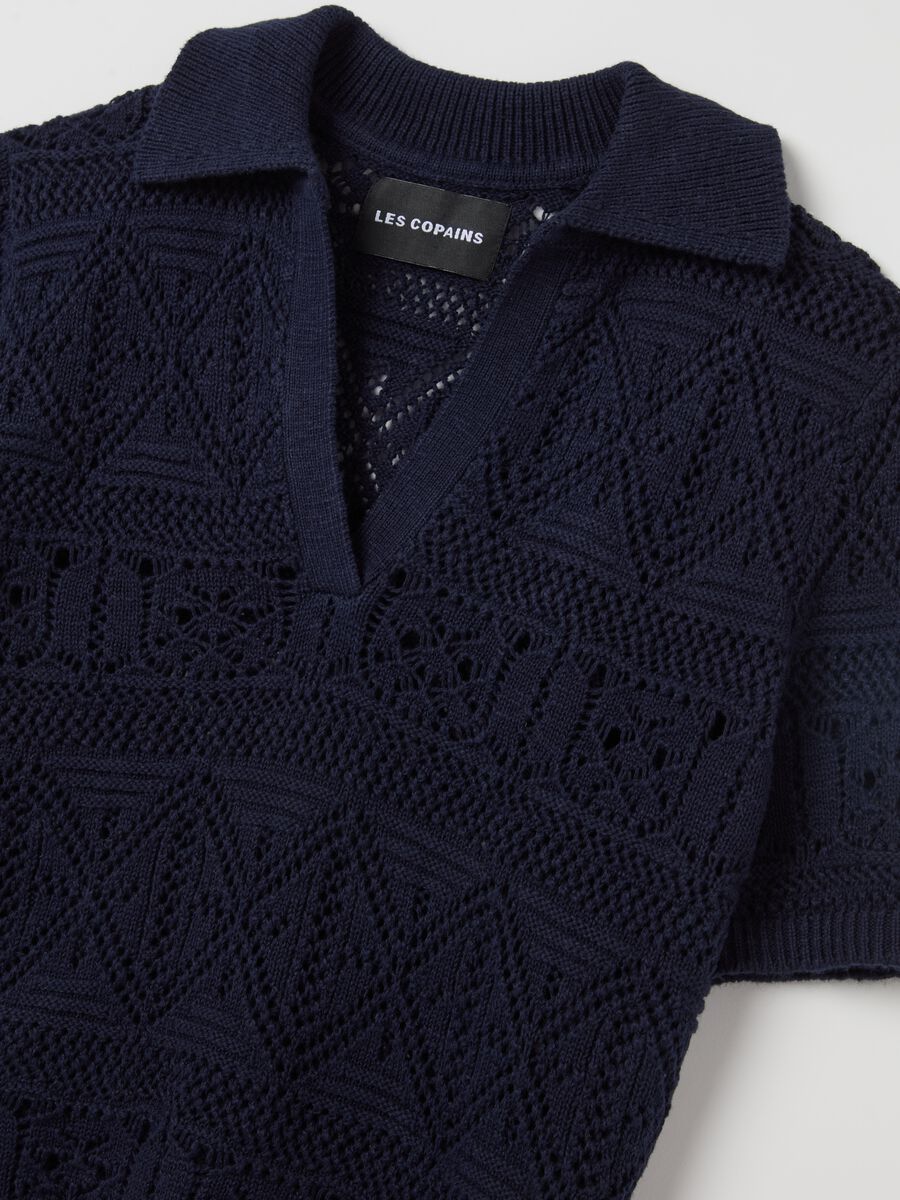 Crochet top with polo neck_5