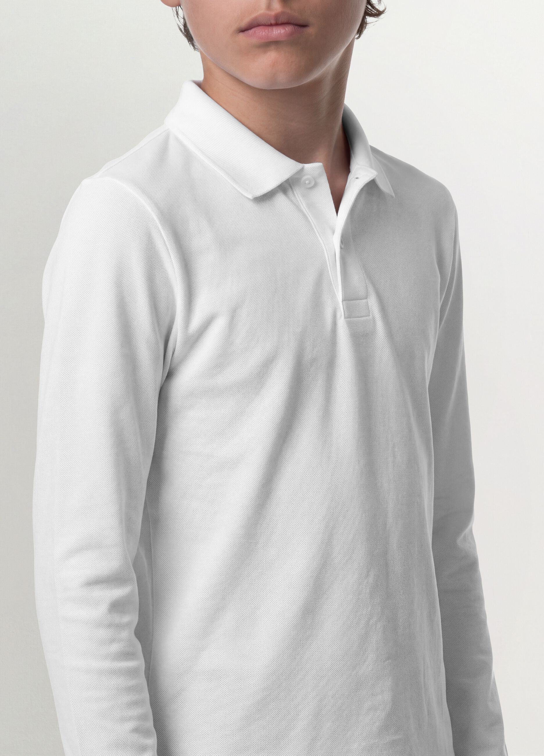 Boys&rsquo; white organic cotton piqu&eacute; polo shirt, regular fit