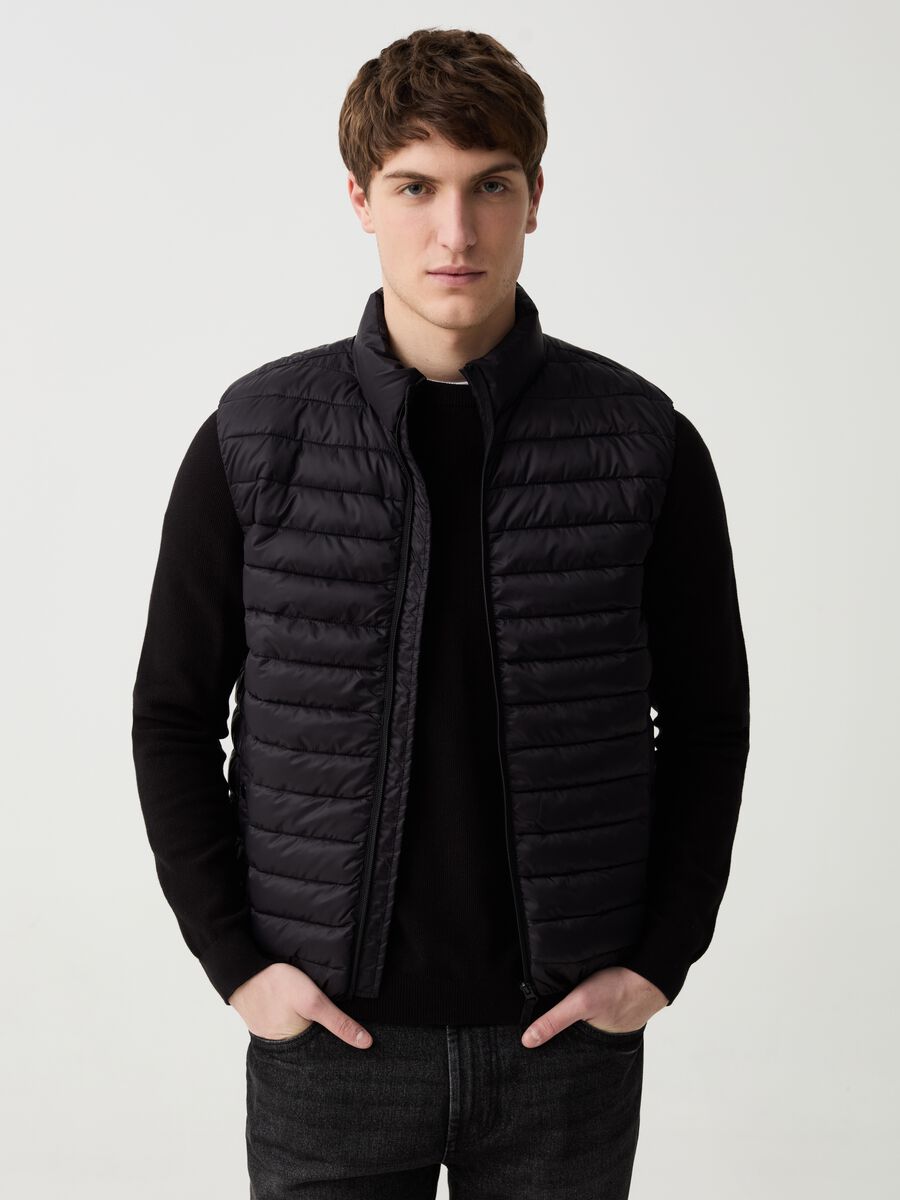 Ultralight quilted gilet with high neck_0