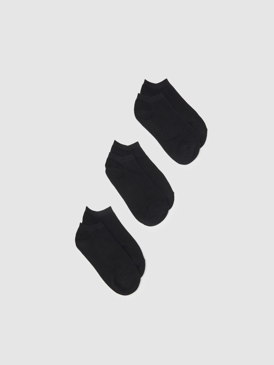 Black short cotton blend stretch socks tripack_0