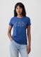 Navy pure cotton T-shirt with floral GAP logo_0