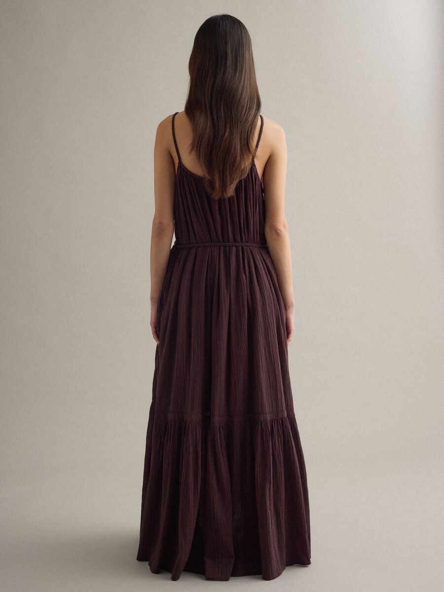 Brown pure cotton long dress regular fit_3