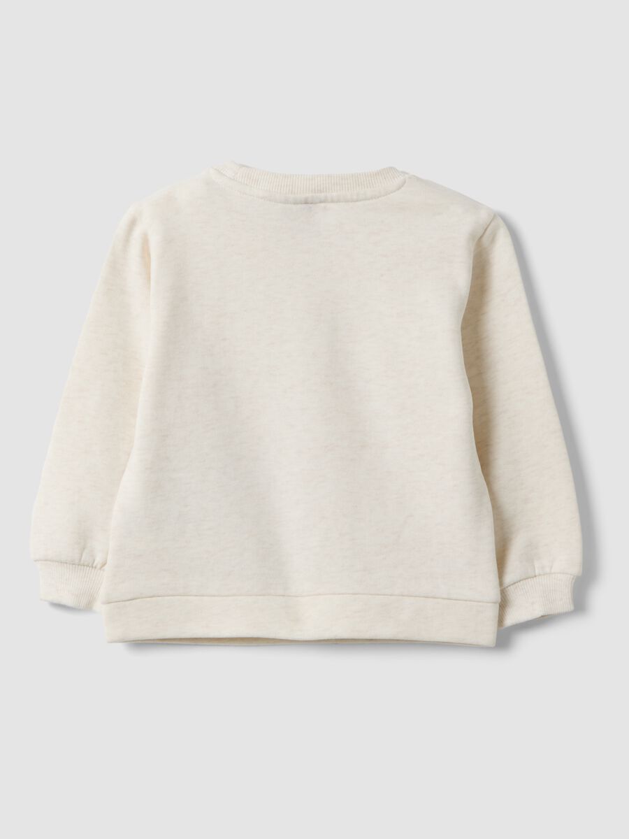Felpa beige melange in misto cotone con girocollo_1
