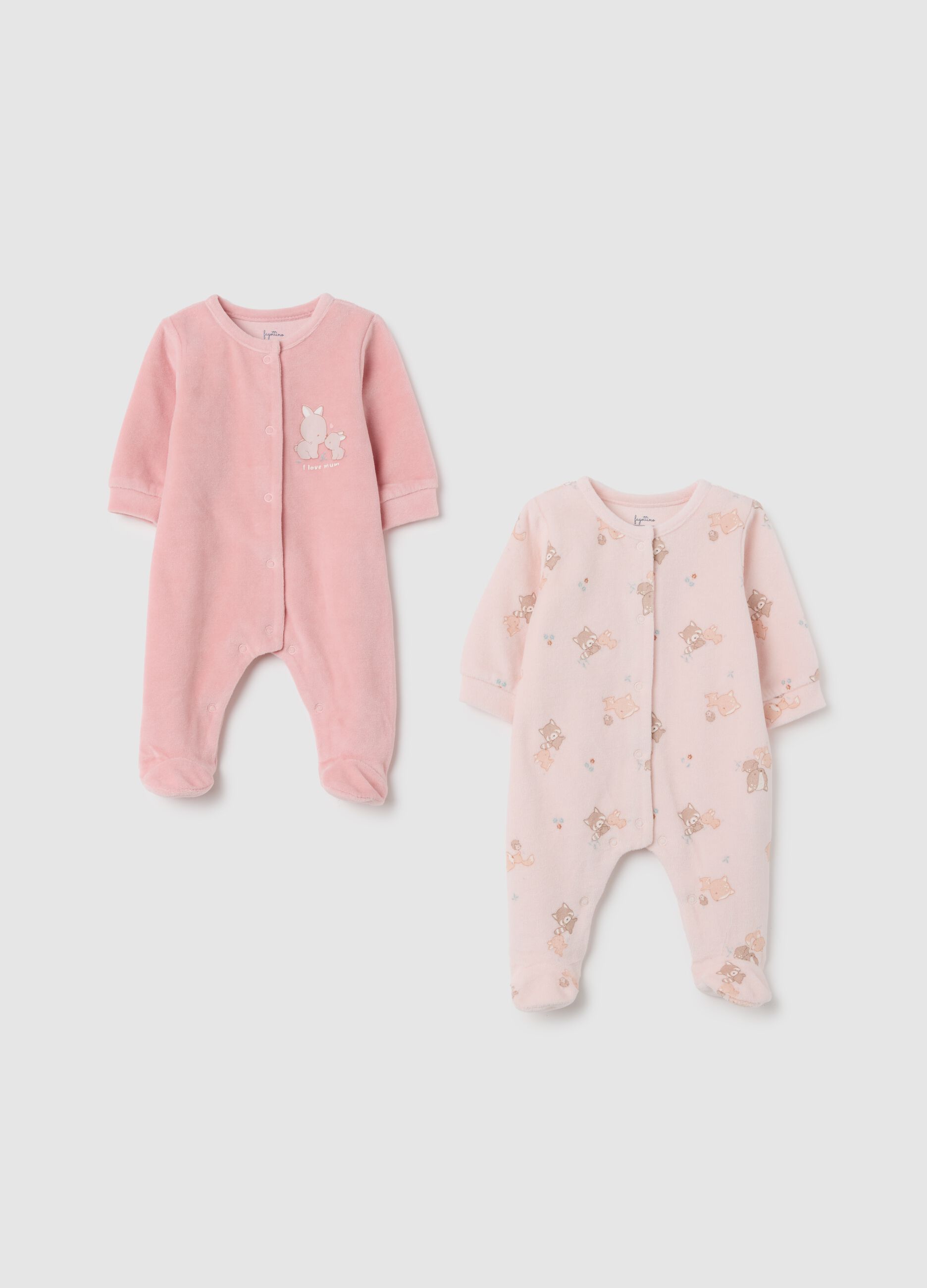 Two-pack pink cotton baby bodysuits with snap closure