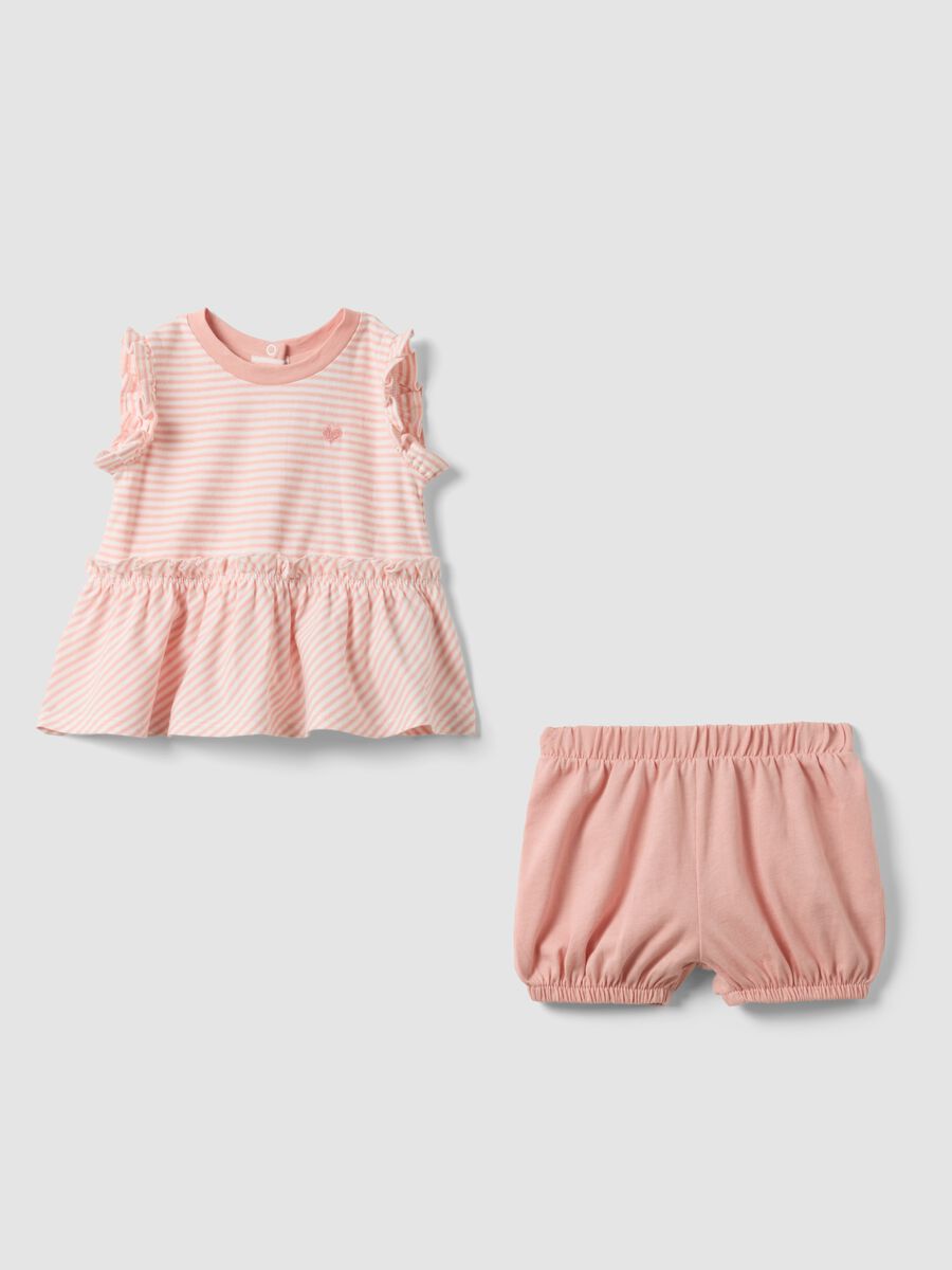Multicolour pure cotton baby girl set with ruffles_0