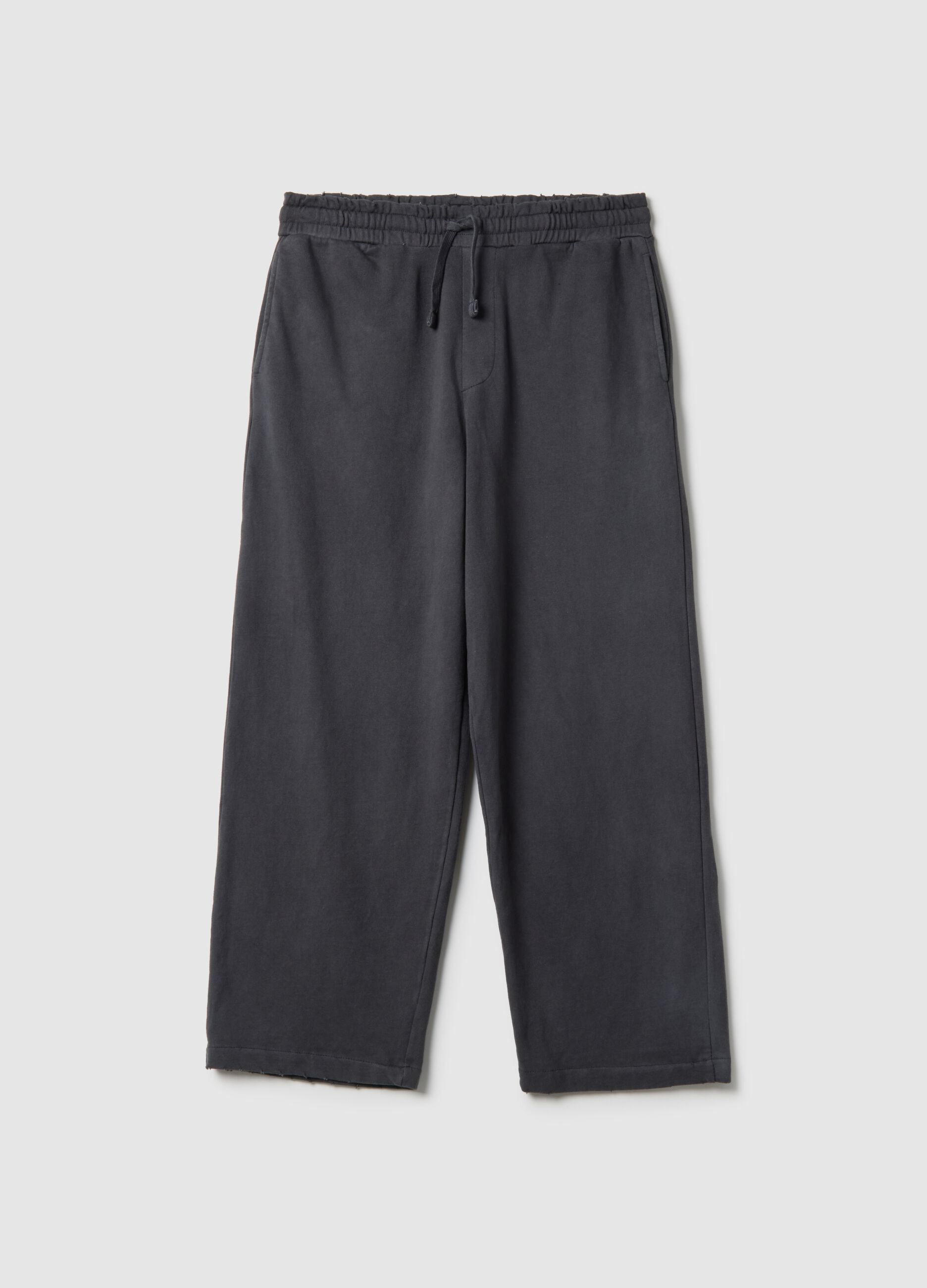 Black Oversized Fit Cotton Blend Trousers