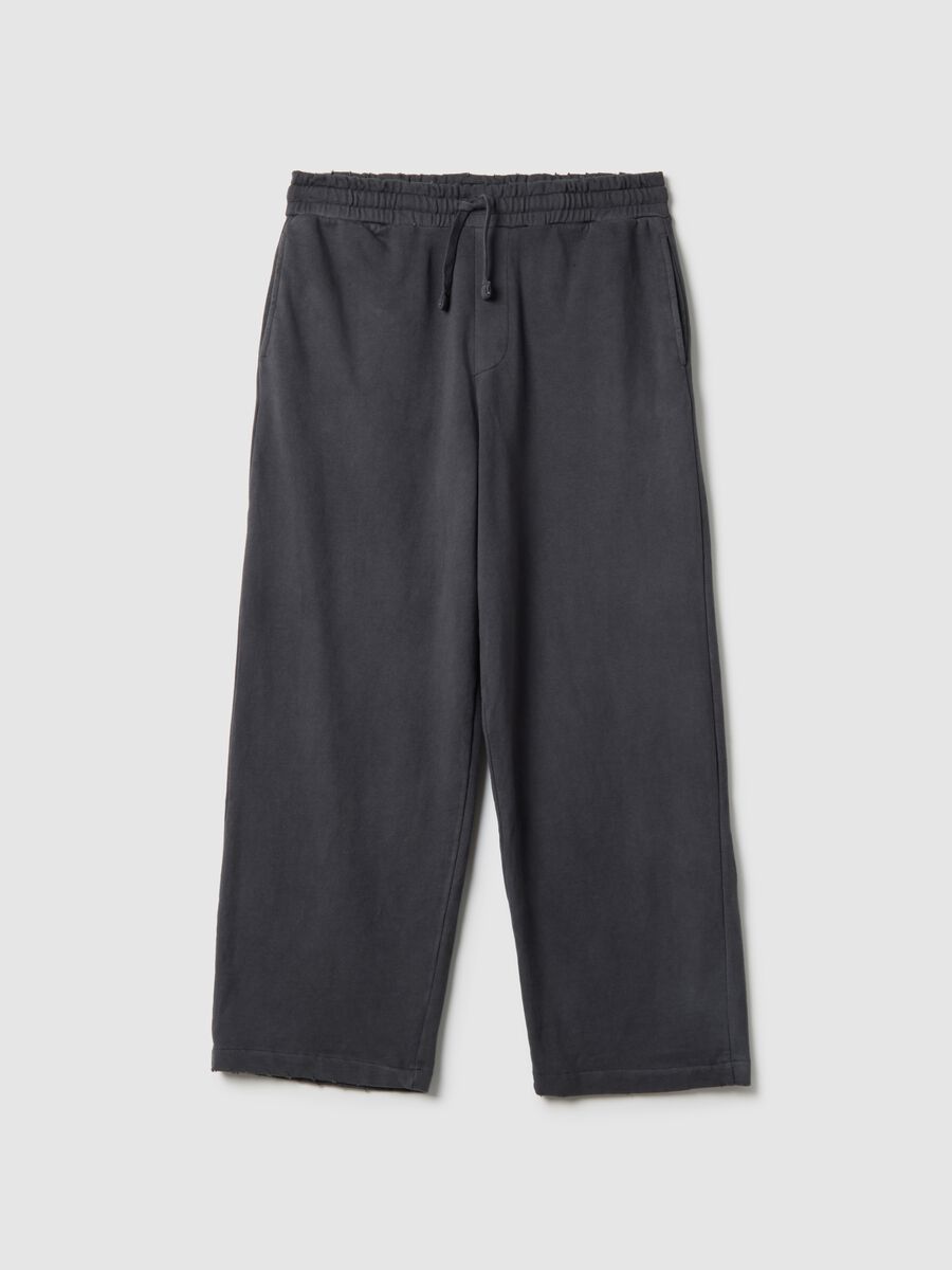 Black Oversized Fit Cotton Blend Trousers_0