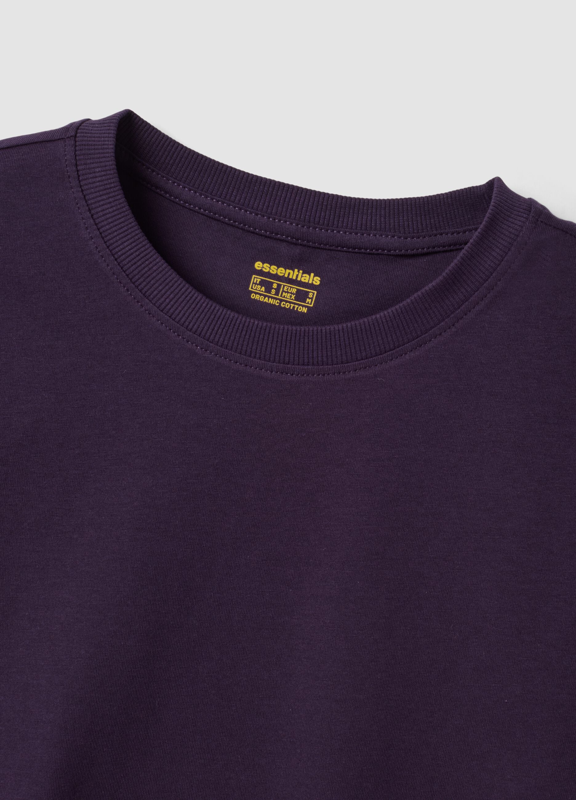 Purple pure organic cotton crew-neck T-shirt, regular fit