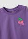 Purple pure cotton girls&rsquo; T-shirt with embroidery and cut-out sleeves_2