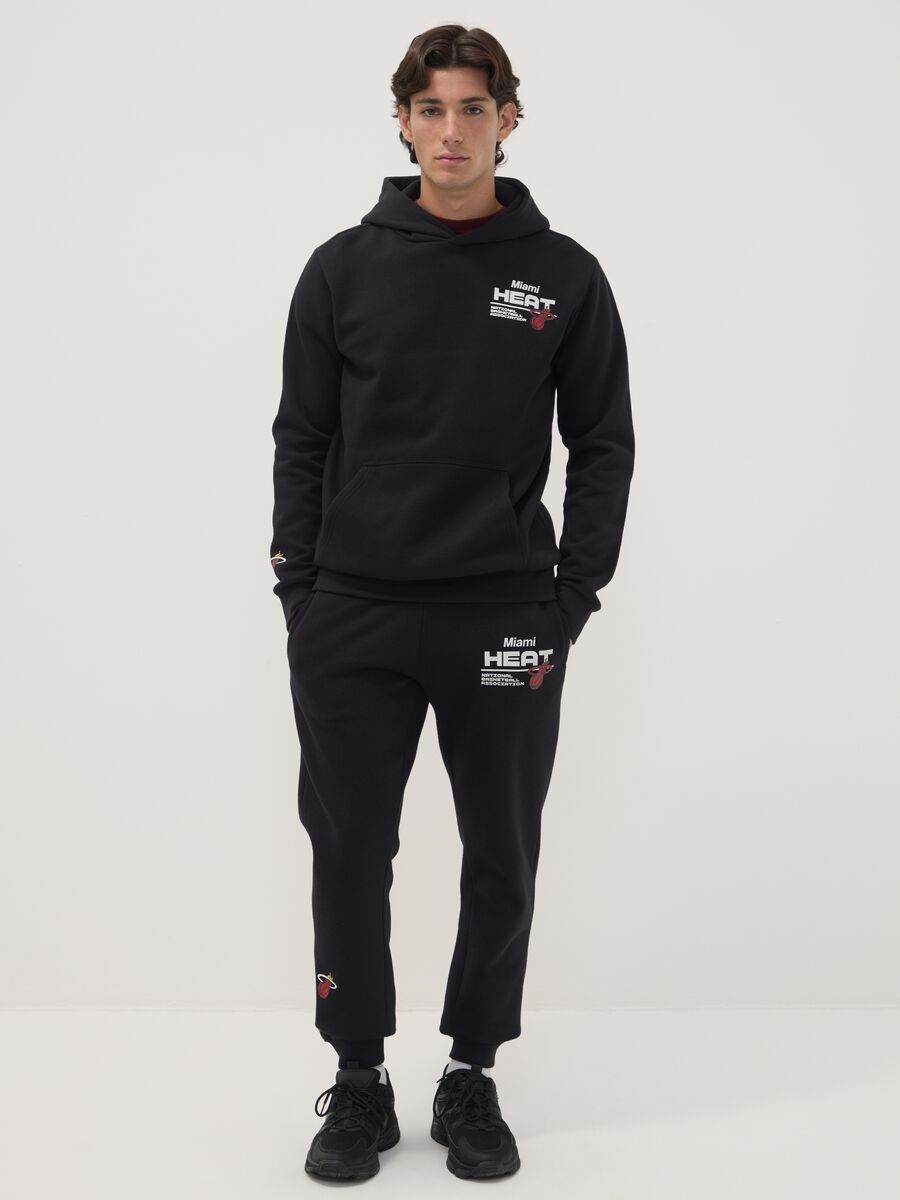 Black cotton-blend joggers with Miami Heat print_1