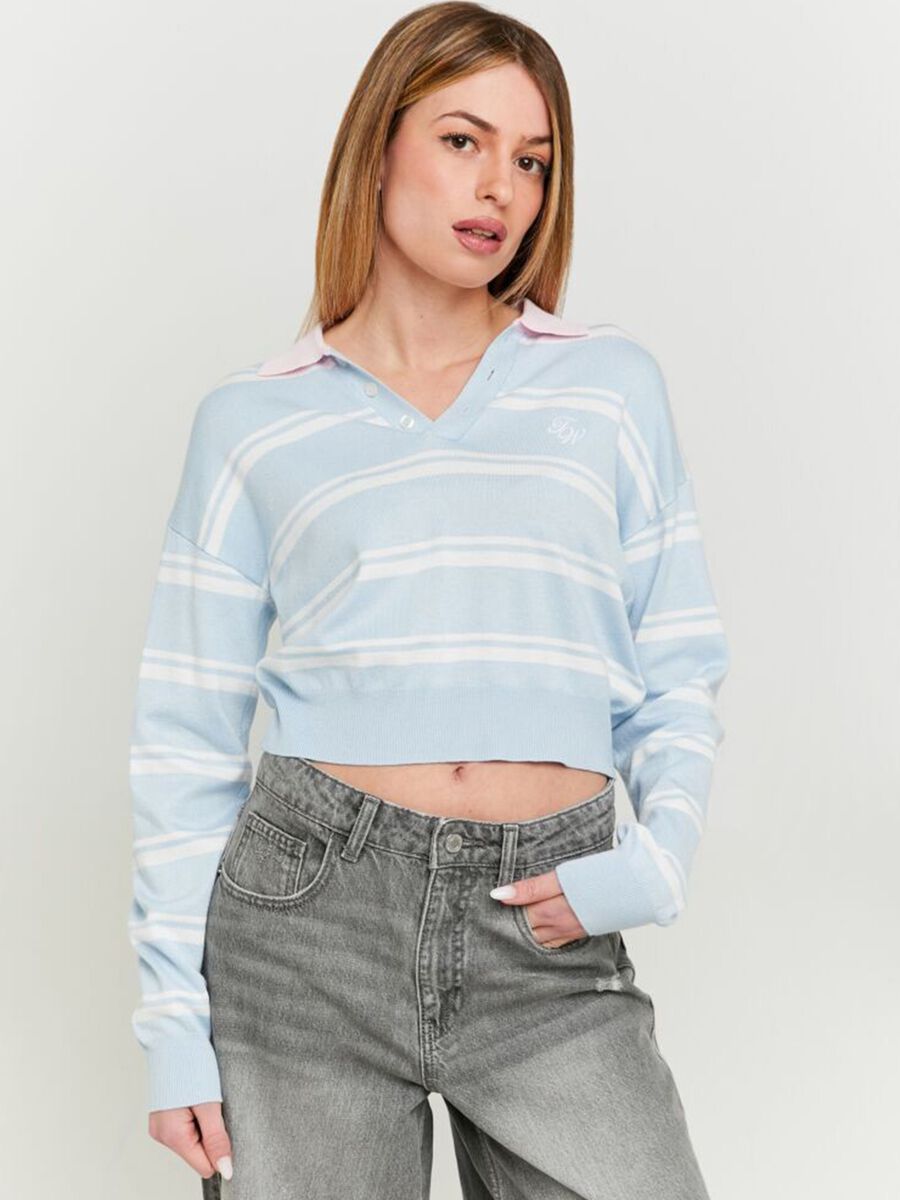 Women's black and white regular fit mixed sweater_0