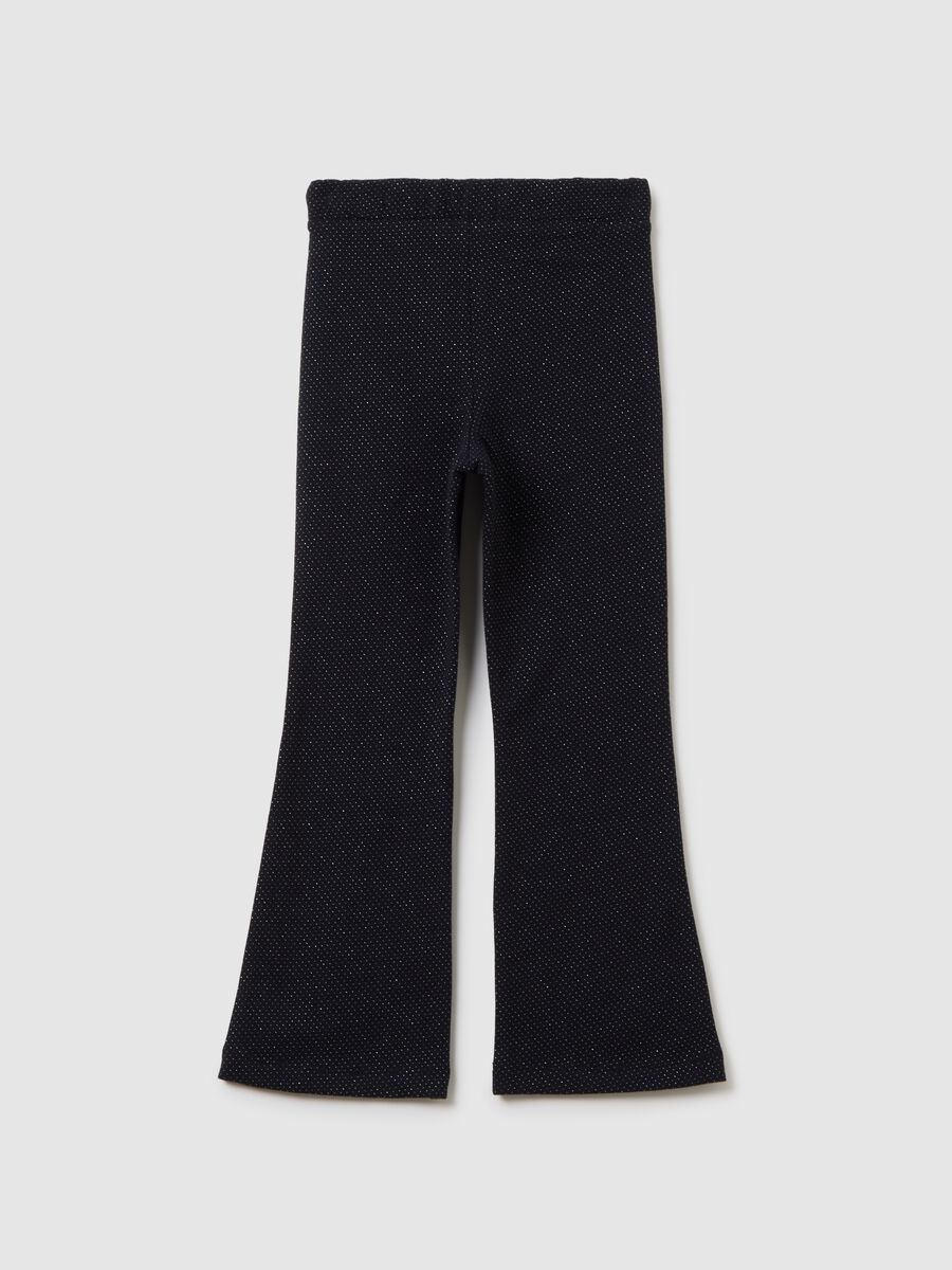 Girls' Black Cotton Blend Flare Leggings_1