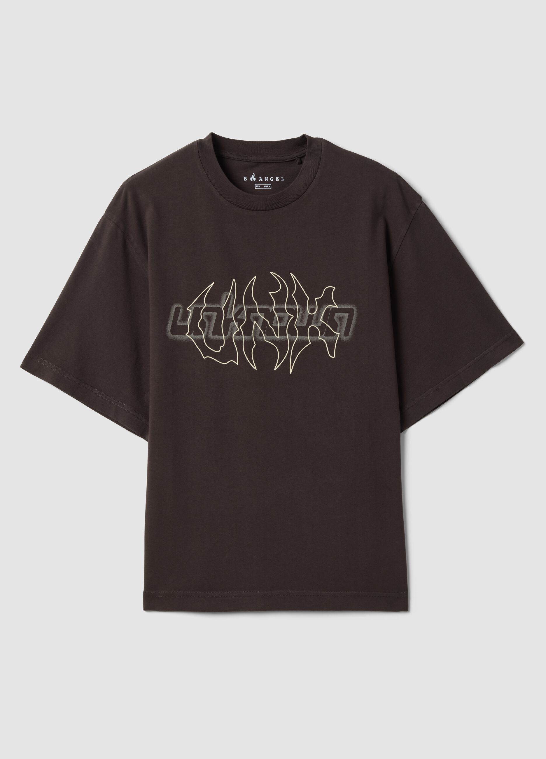 T-shirt marrone a maniche corte in puro cotone regular fit