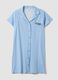 Blue striped pure cotton nightshirt with V-neck_0