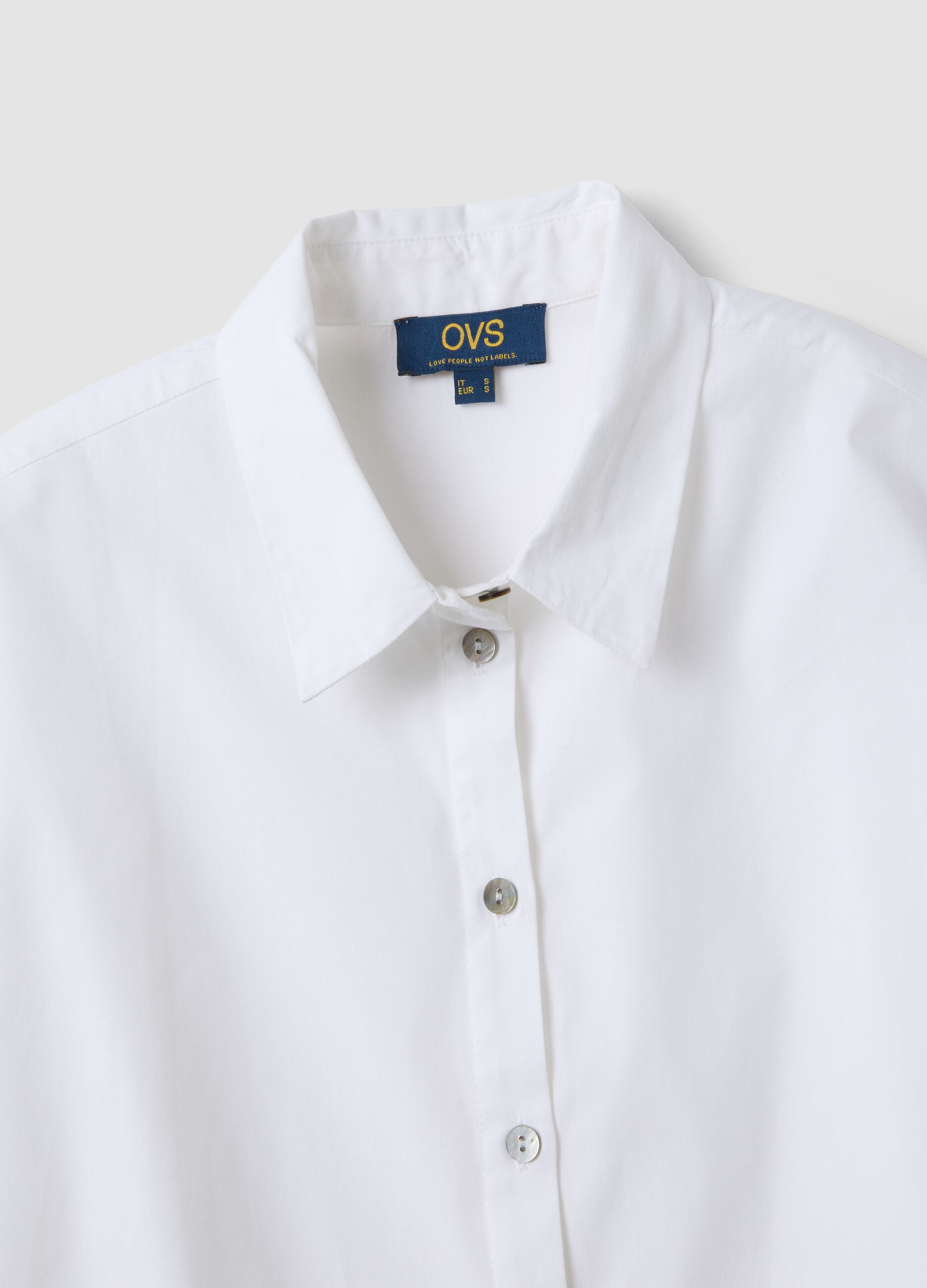 Camicia bianca in puro cotone a maniche corte regular fit