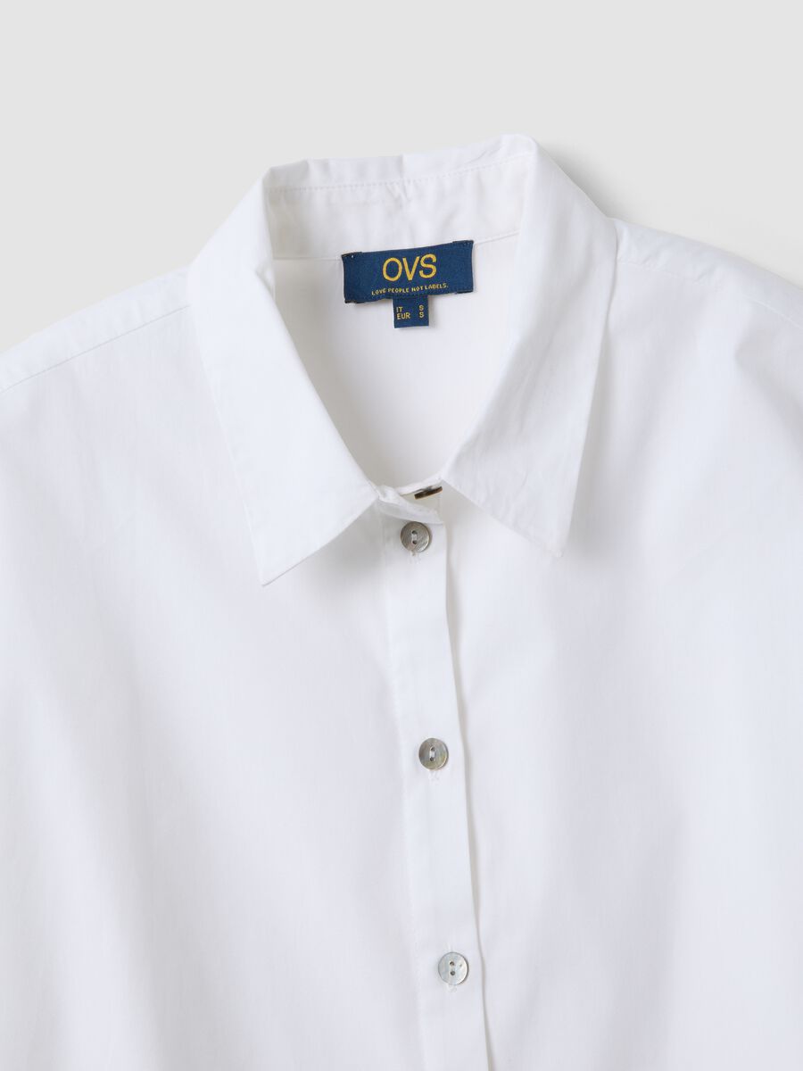 Camicia bianca in puro cotone a maniche corte regular fit_5
