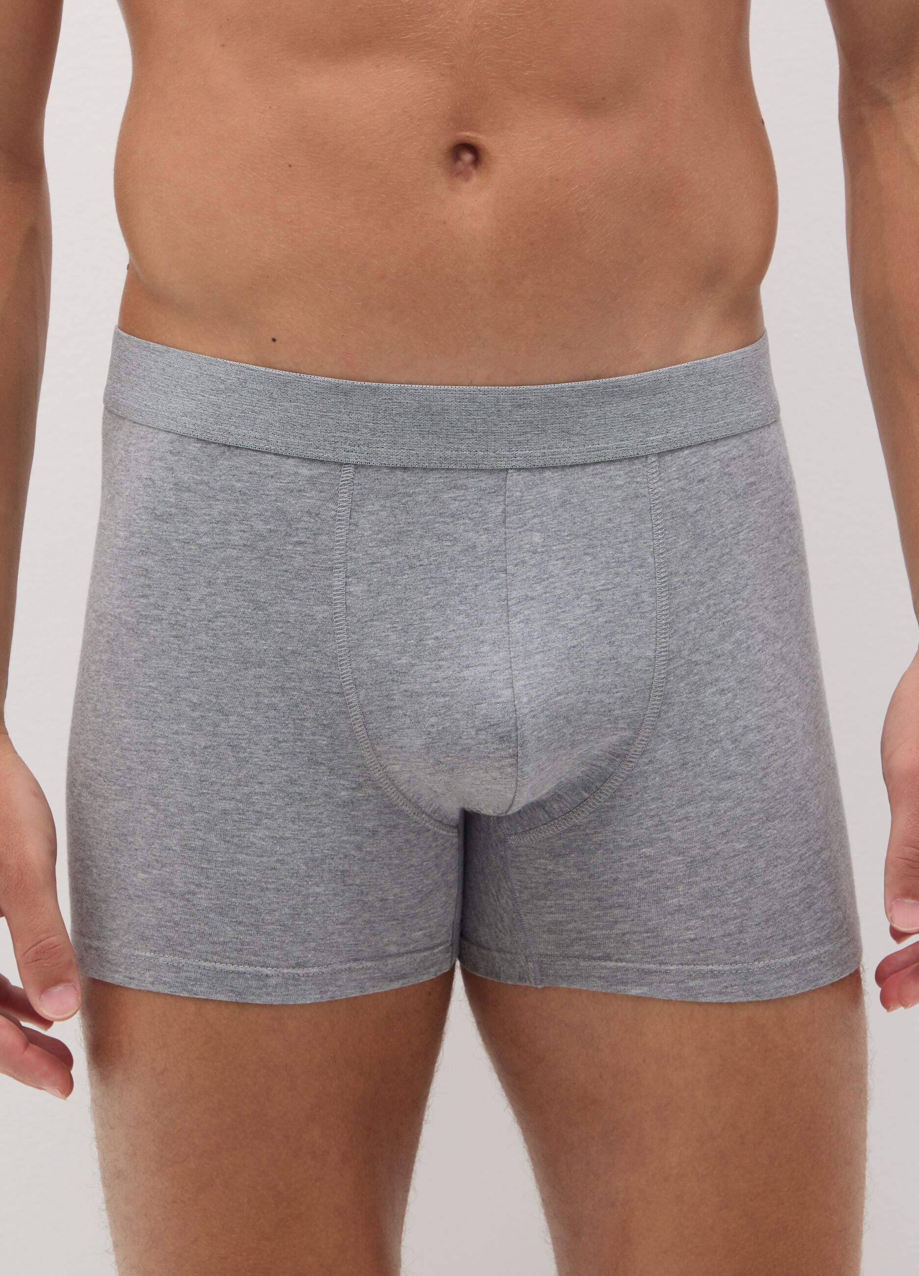Set of three grey stretch cotton boxers, regular fit