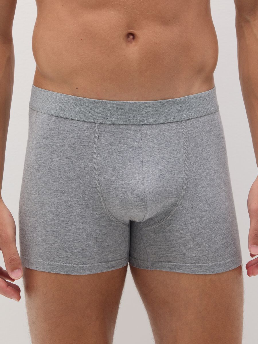 Set of three grey stretch cotton boxers, regular fit_1