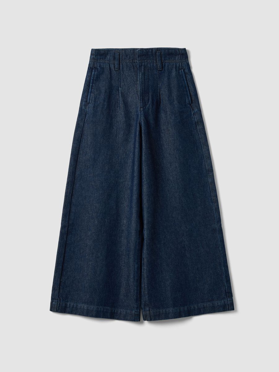 Jeans blu wide leg in puro cotone_3