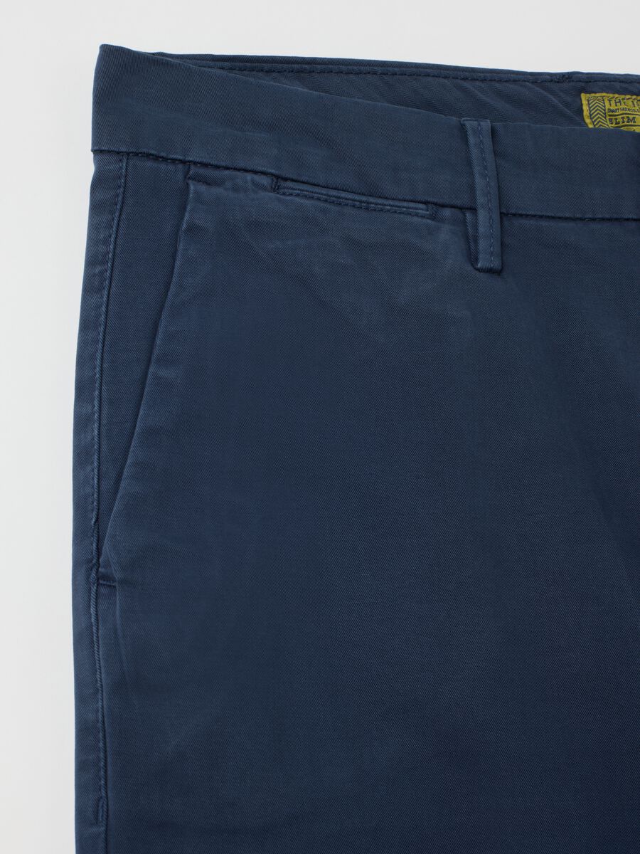 Slim Fit Blue Stretch Cotton Trousers_5
