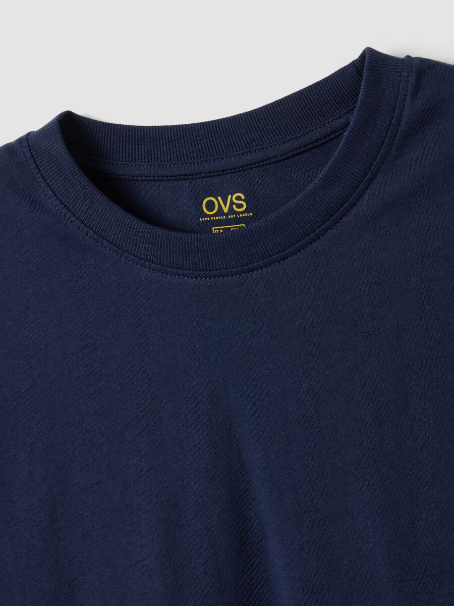 Blue fitted short-sleeve T-shirt in pure cotton_5