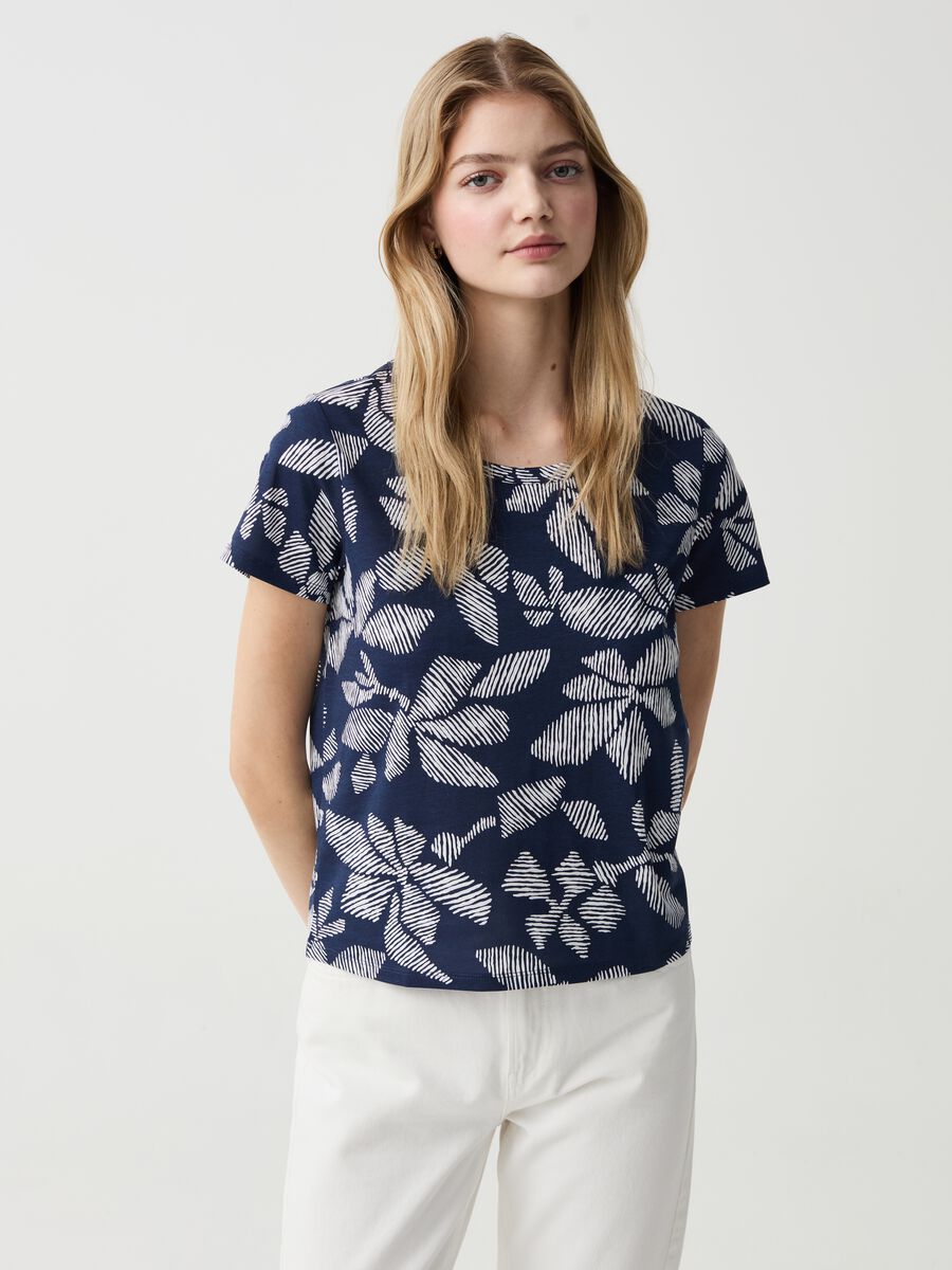 Cotton T-shirt with all-over print_0