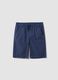 Shorts blu in puro cotone con vita elasticizzata regular fit_0