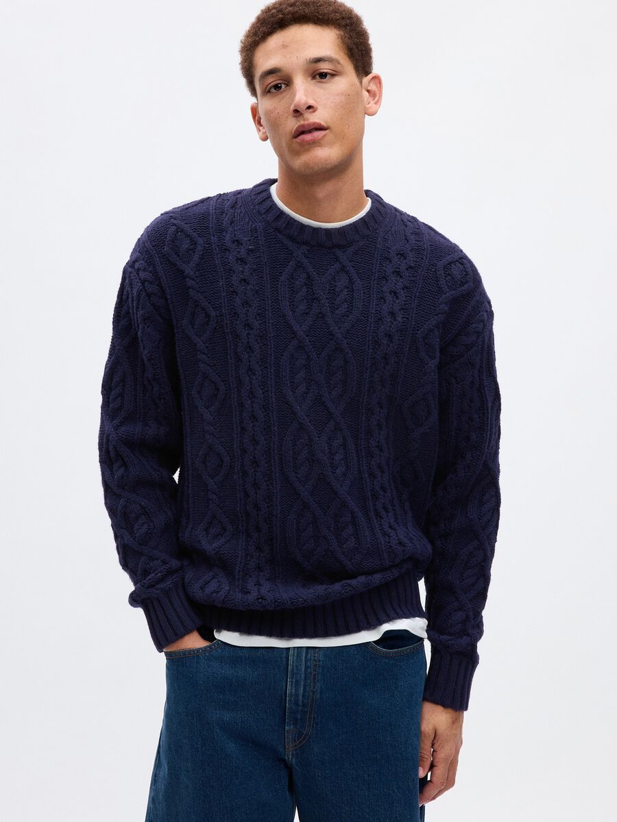 Pullover con lavorazione intrecciata_0