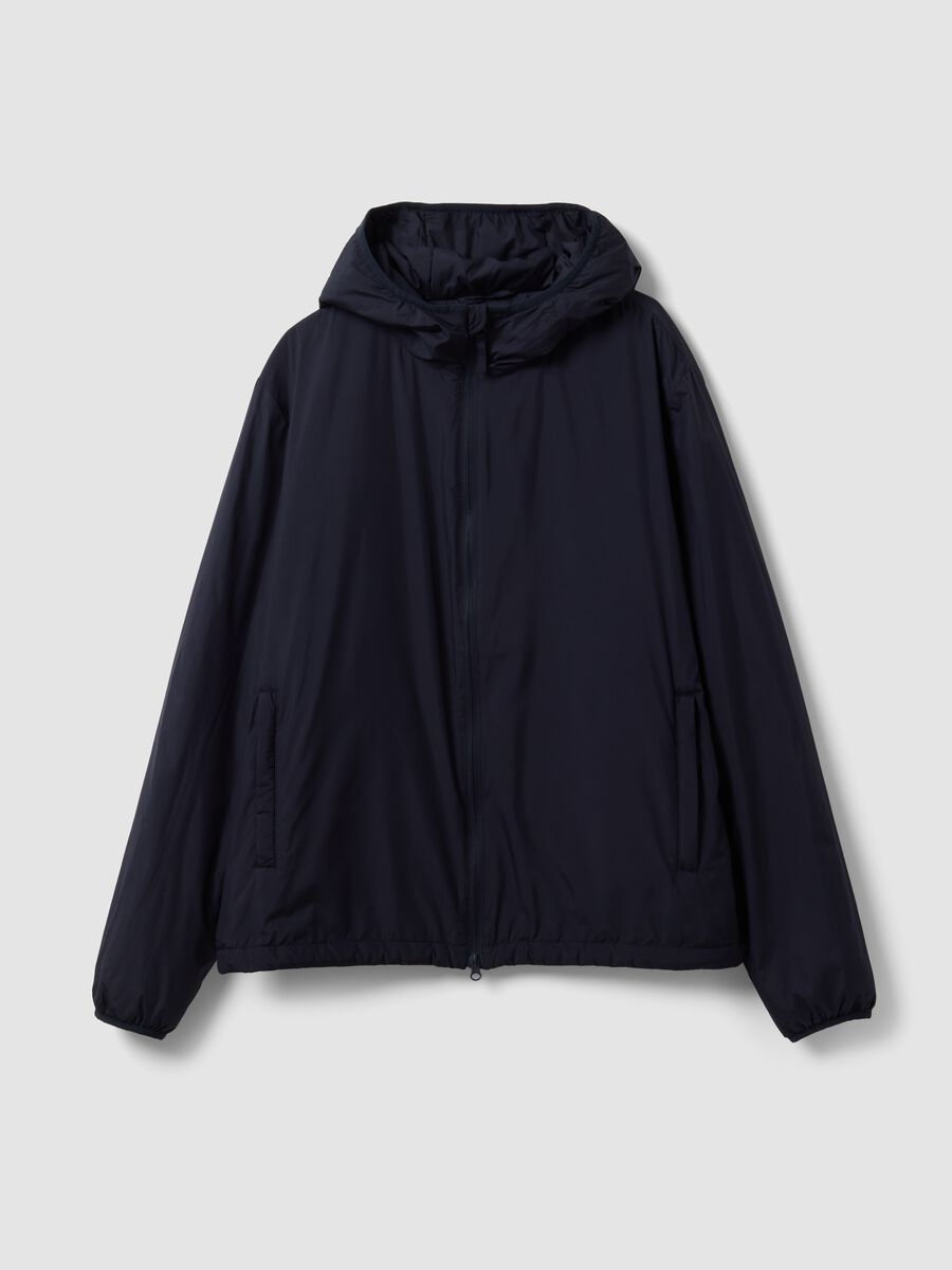 Giubbotto blu navy con cappuccio e zip_0