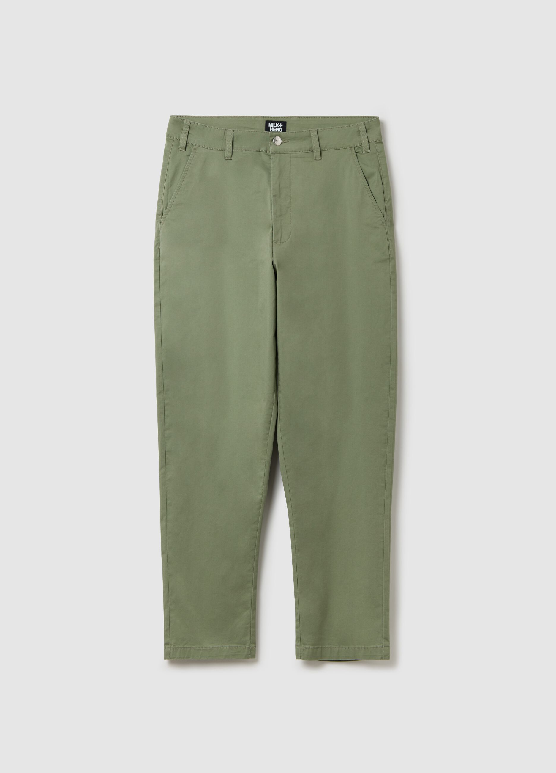 Pantalone chino in cotone stretch verde