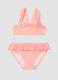 Pink stretch bikini with ruffles for baby girls_0