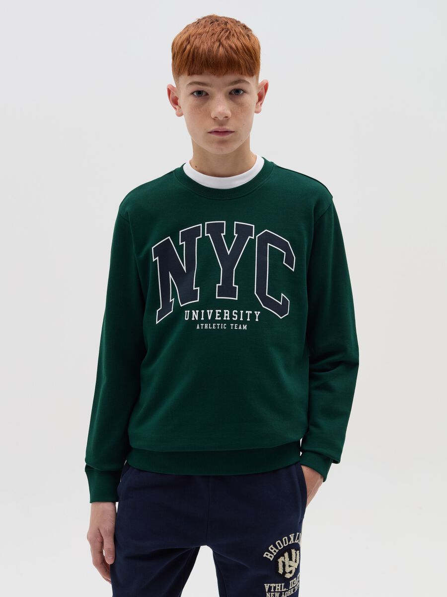 French terry sweatshirt with "NYC University” print_0