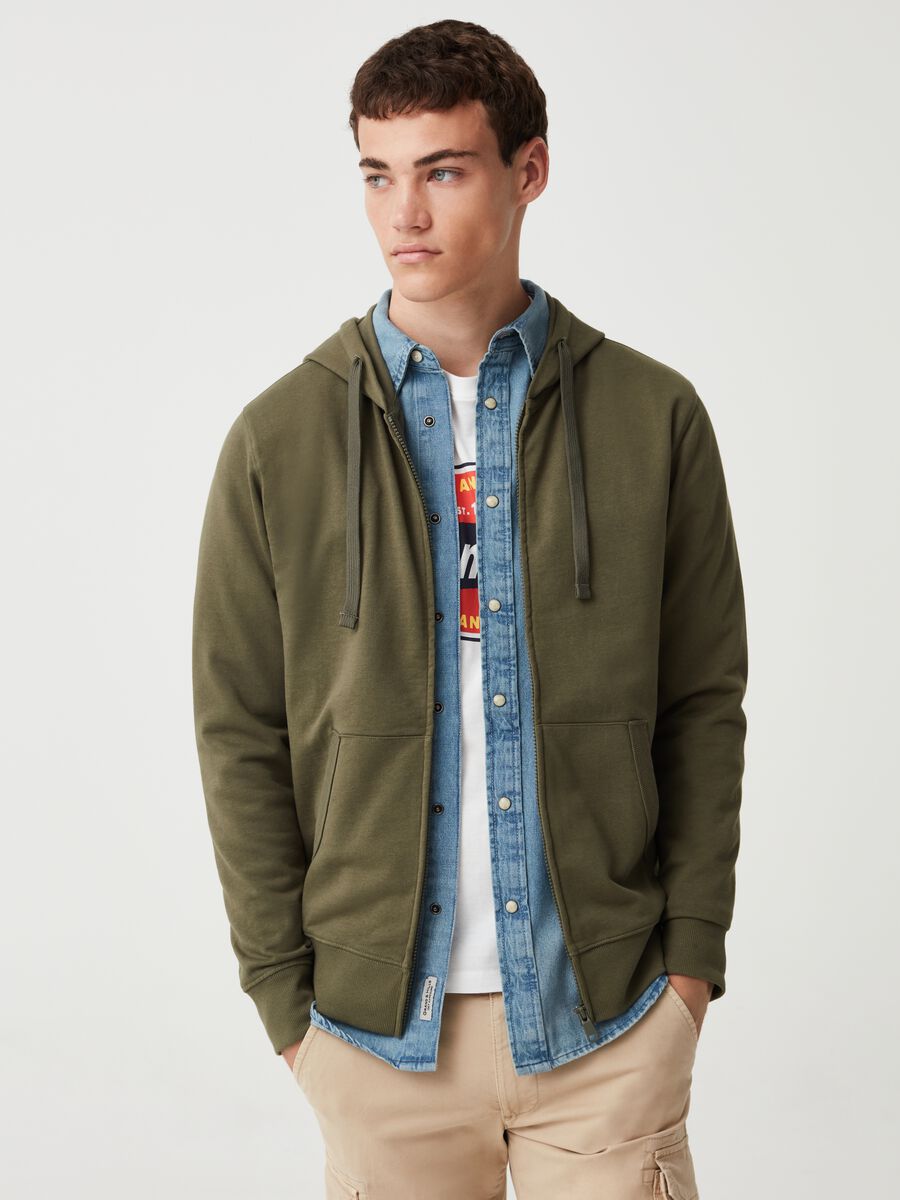 Full-zip in felpa con cappuccio_1