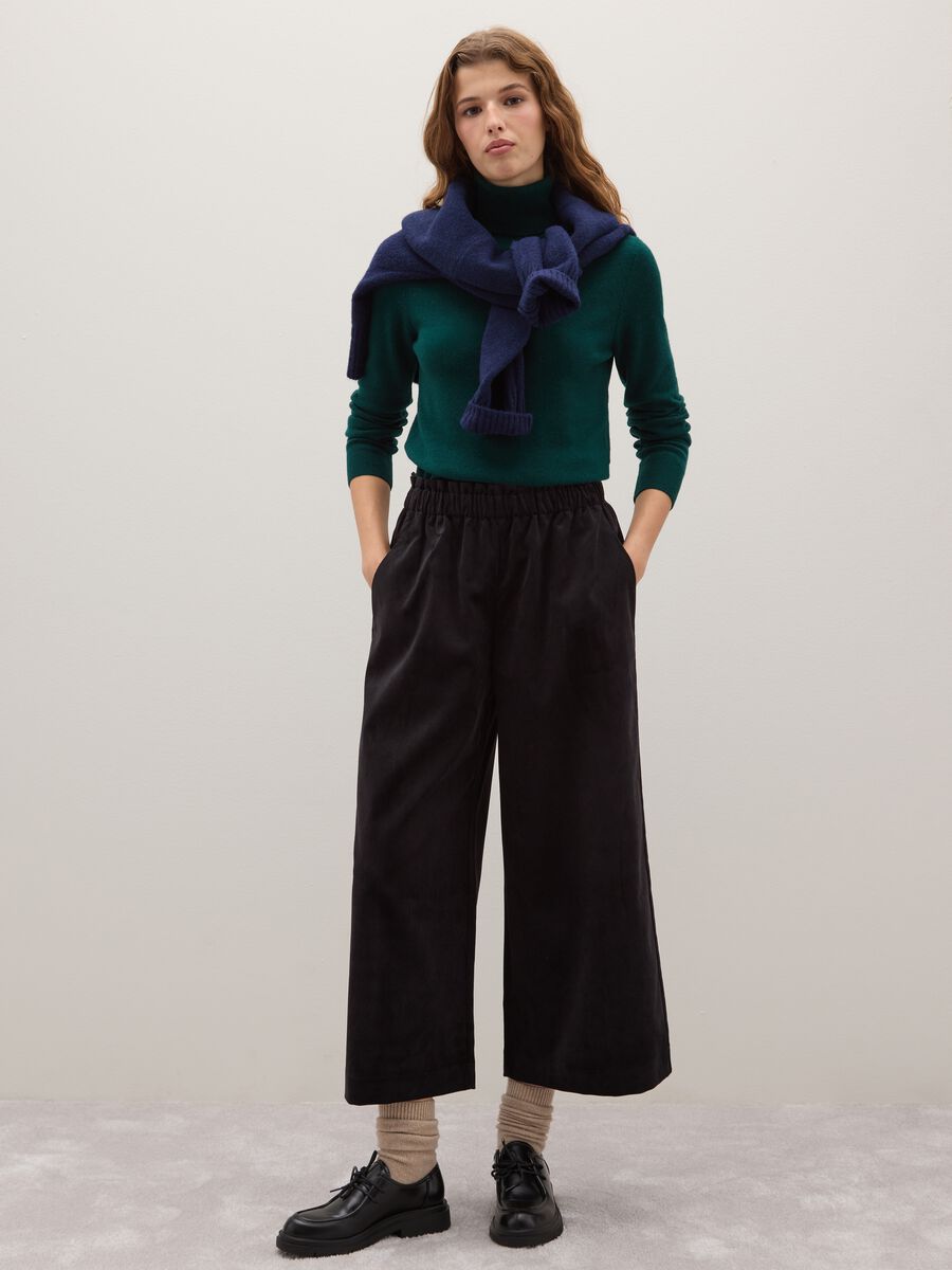 Regular Fit Black Velvet Trousers_0