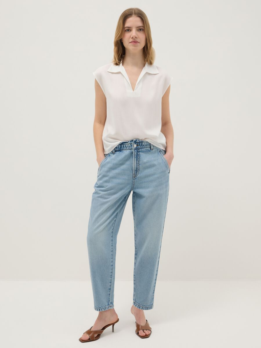 Blue pure cotton baggy trousers_0