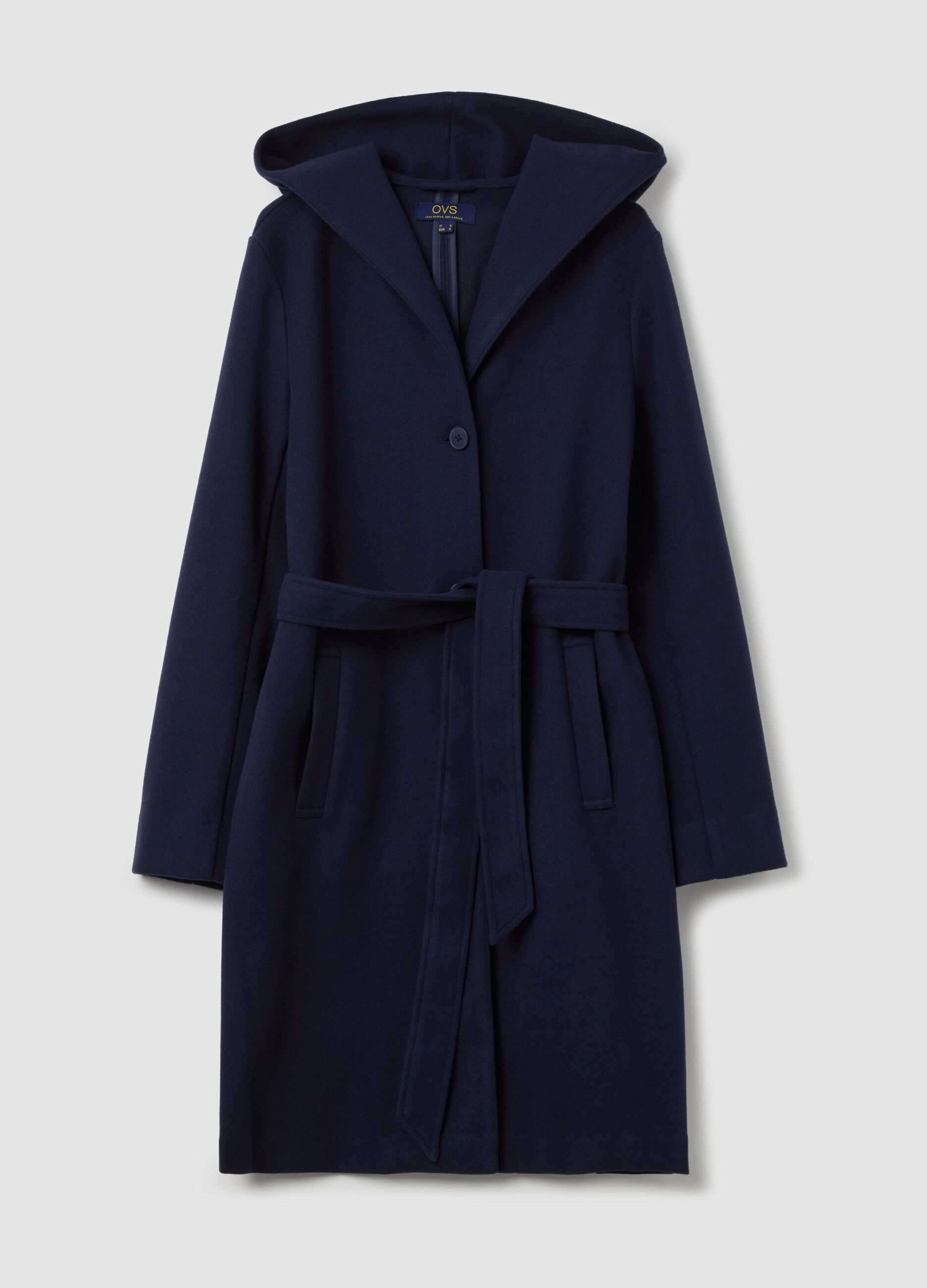 Coat in soft fabric with hood
