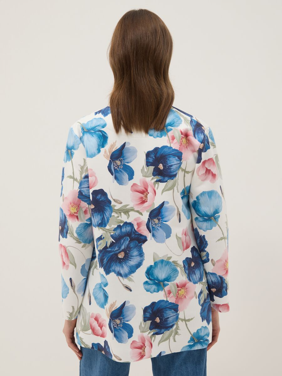 Multicolour collarless floral blazer, regular fit_2