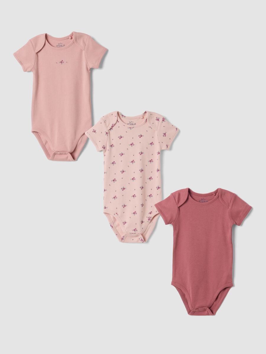 Multicolour organic cotton crew-neck bodysuit 3-pack_0