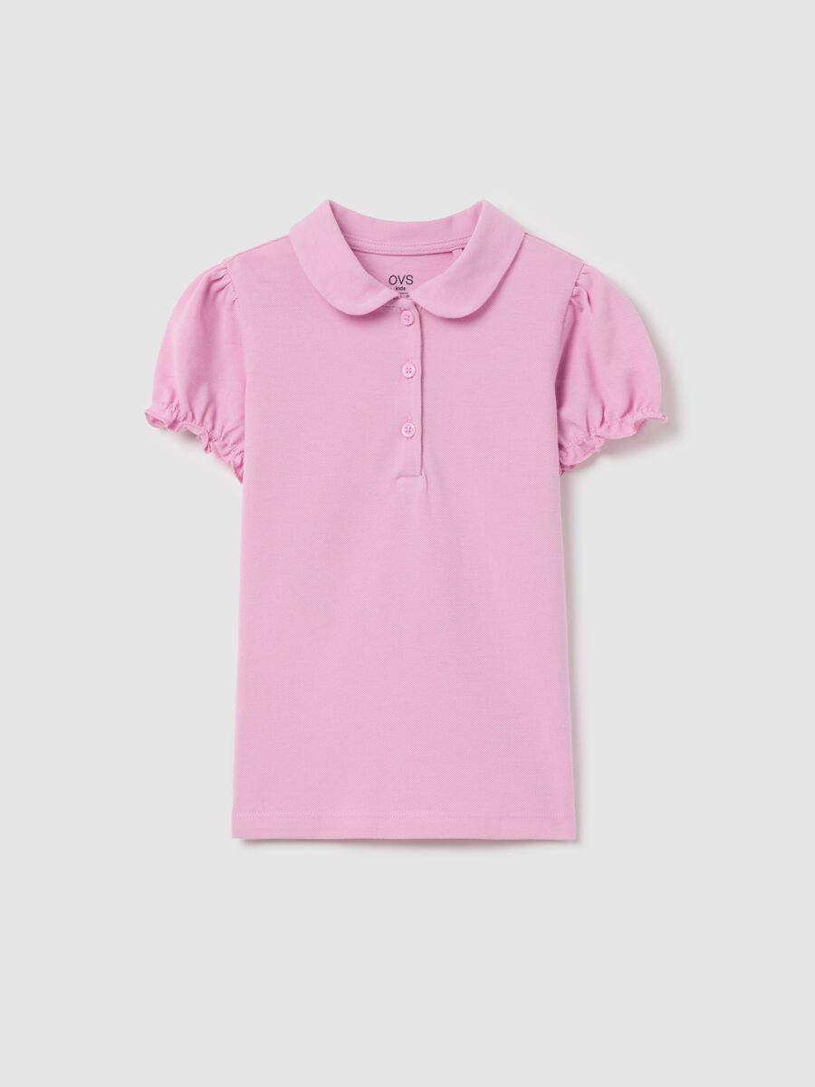 Polo shirt in piquet with puff sleeves_0