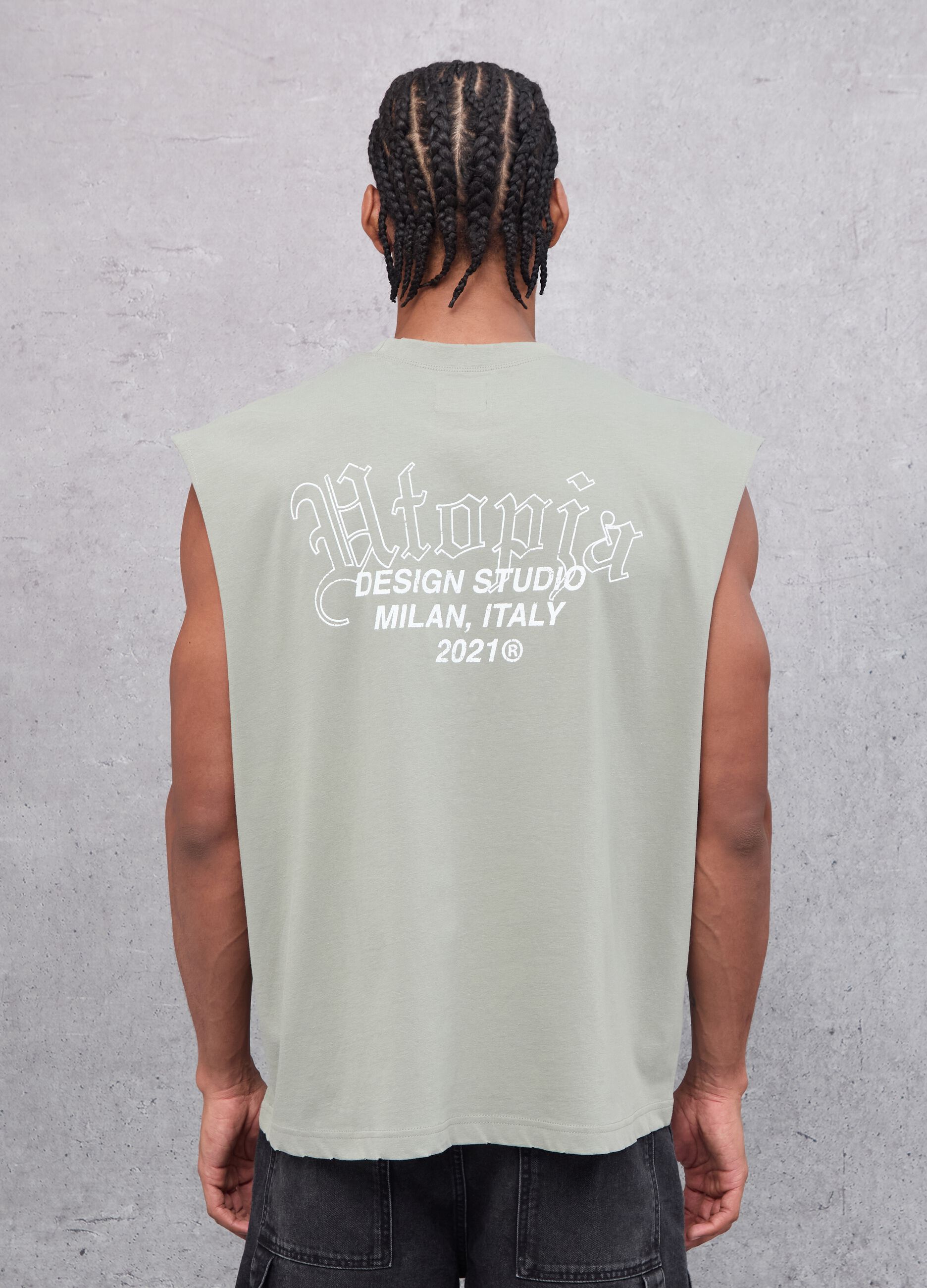Distressed Tank Top Military Green 
