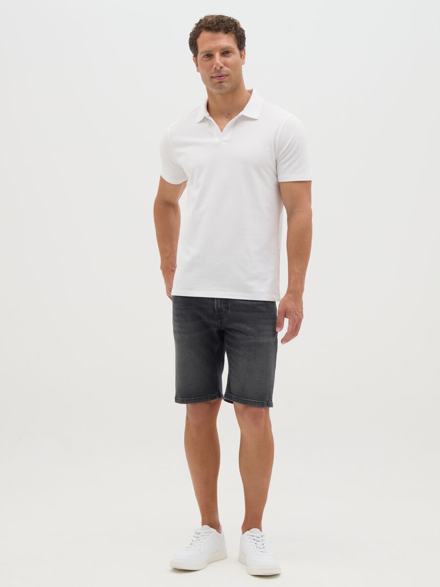 Men's Slim Fit Black Denim Bermuda Shorts_0
