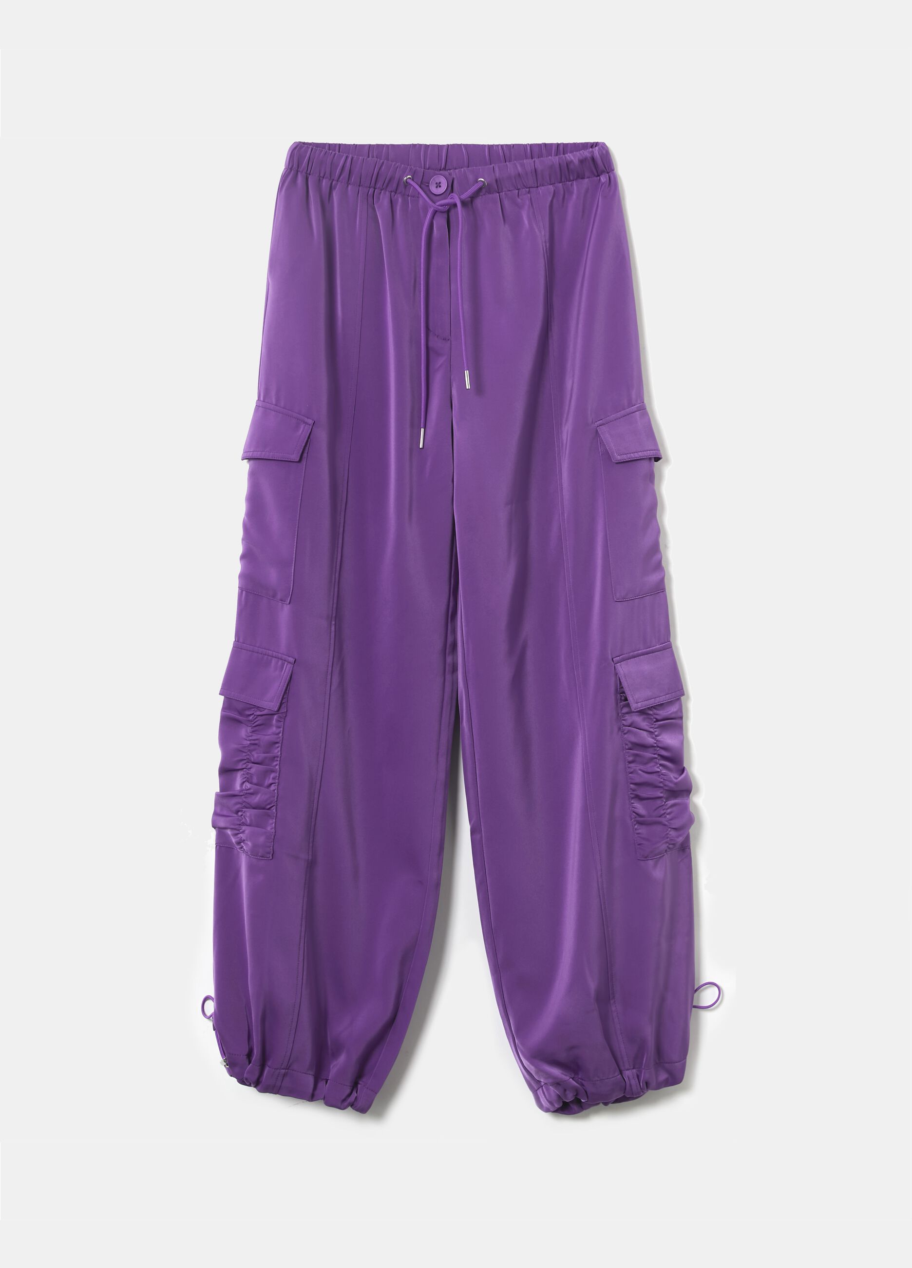Satin-effect cargo joggers