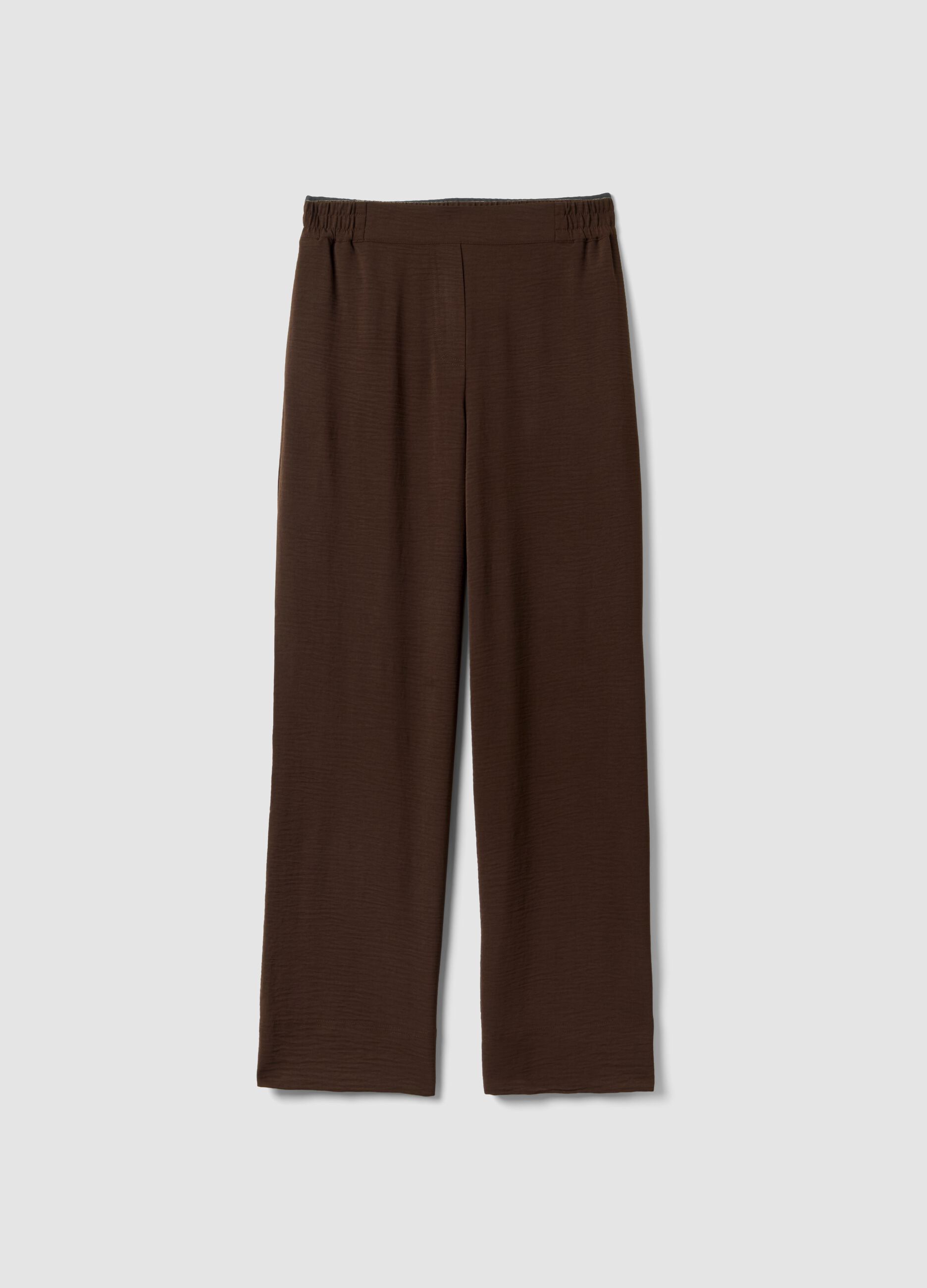Brown wide-leg trousers with elasticated waist