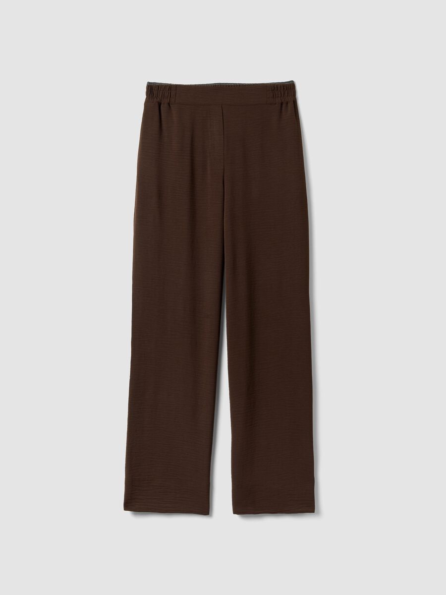 Brown wide-leg trousers with elasticated waist_4