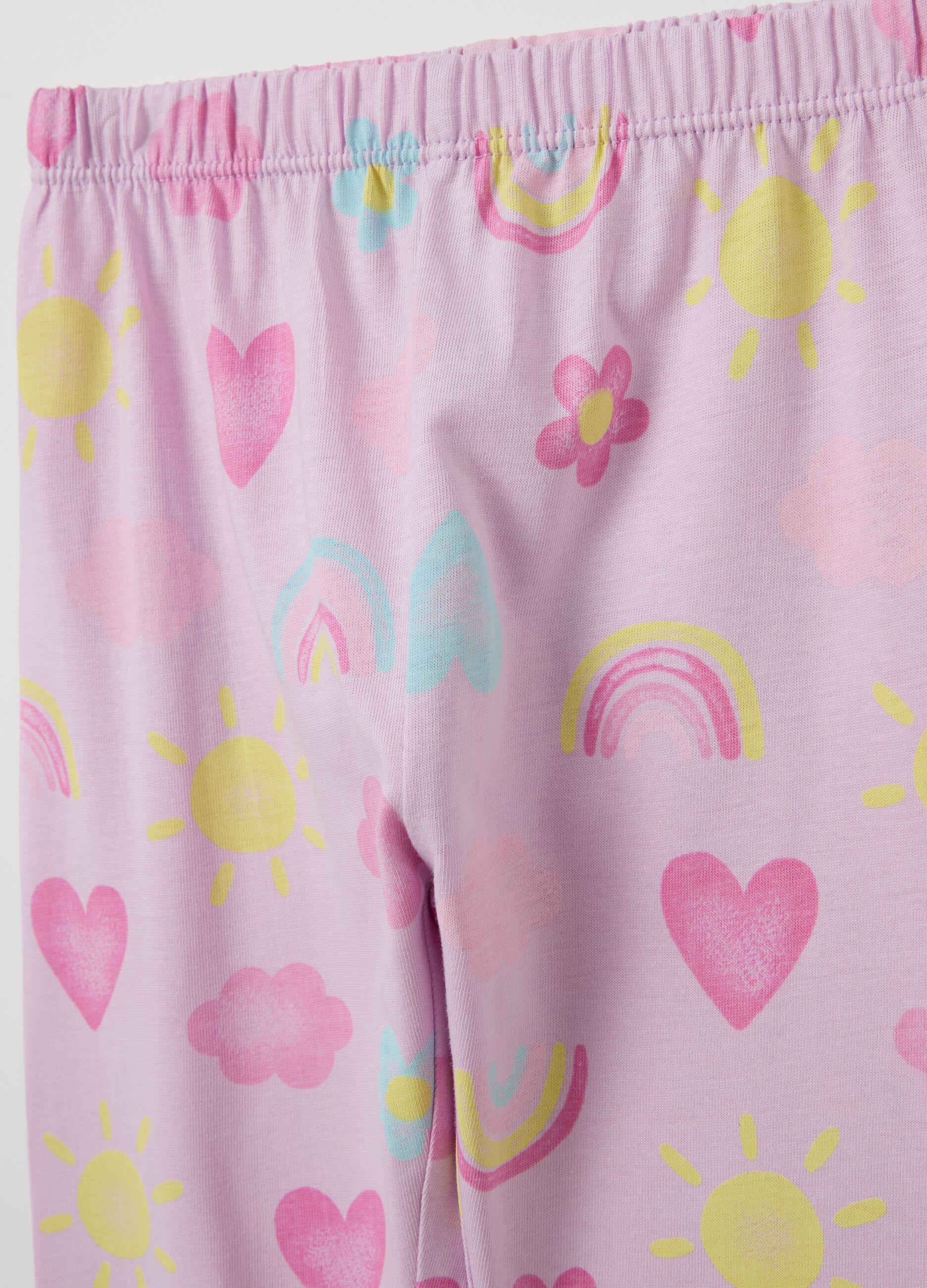 Organic cotton pyjamas with sun and hearts print